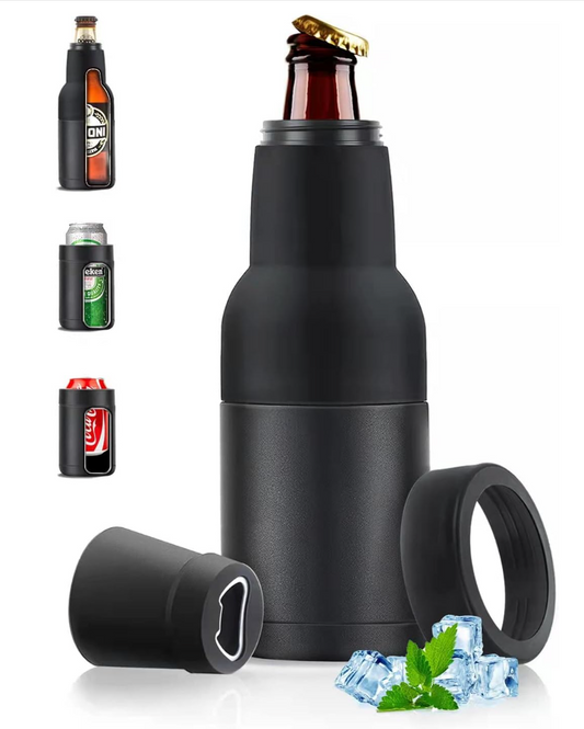 Universal Bottle and Can Cooler with Beer Opener